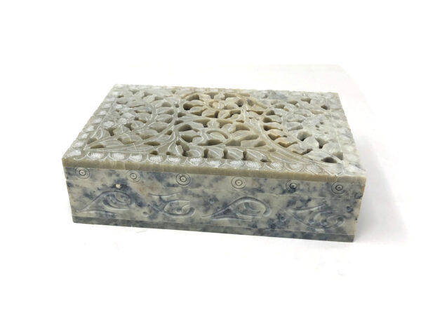 Shreyshti Soapstone Storage / Tarot Card Box Net Carving approx 6"x4" for Tarot Cards, Jewelry etc.